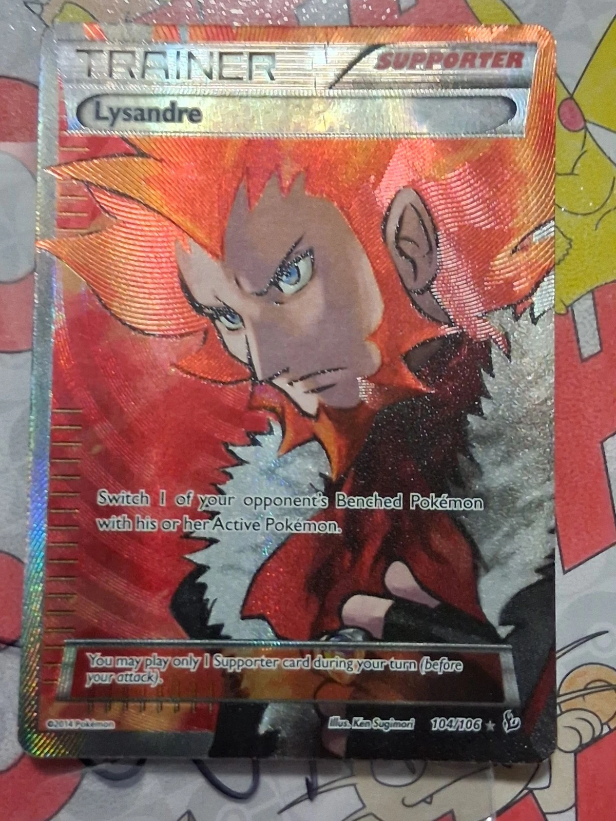Pokemon Lysandre Full Art Trainer Ultra Rare Holo Card 104/106