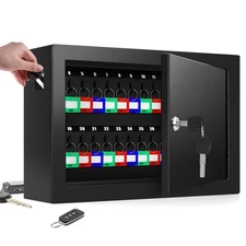 50 Keys Key Cabinet, Anti-Theft Key Lock Box with Key Tags, Adjustable Key Or...