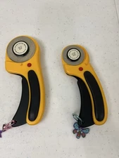 OLFA Rotary Cutter Set Lot of 2 – 45mm & 60mm Fabric Quilting Sewing Tools