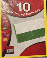 1 Pack of 10 TWIN POCKET PORTFOLIOS 5 Assorted Colors New Generation Folders