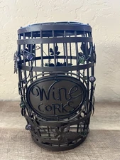 Epic Wine Cork Holder Barrel Cage Metal W/Grapevine & Beads for cork collectors 