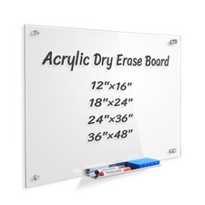 Acrylic Clear Non-Magnetic Dry Erase Board for Wall,White Board 24  x 18  ,Framele