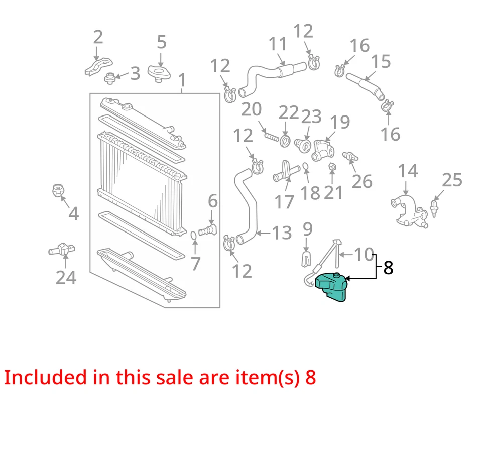 Toyota Highlander 2006 botella de desbordamiento de refrigerante OEM 117 k millas - LKQ412322277 Foto 4 de 4