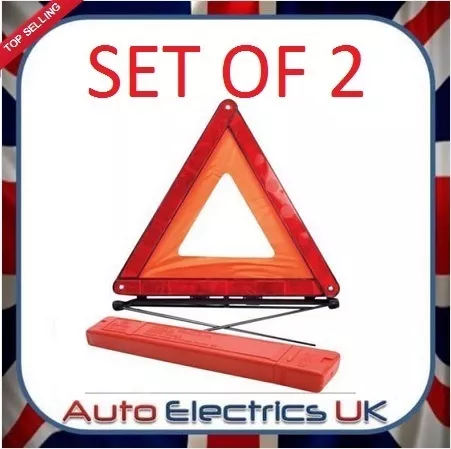 2 X Large Reflective Car Warning Triangle Breakdown Hazard Road EU Emergency NEW - Picture 1 of 1