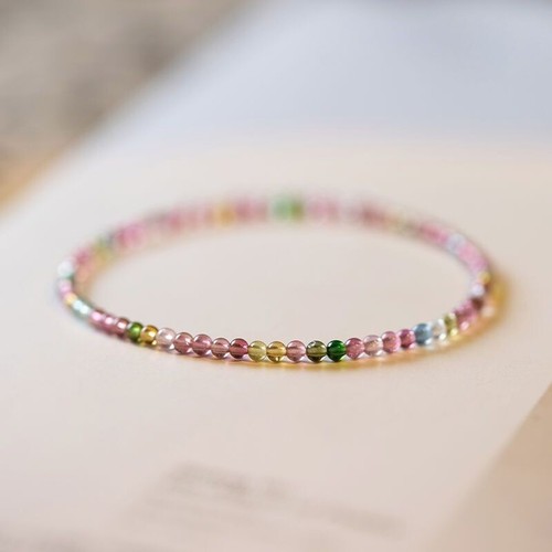 Handmade Tourmaline & Strawberry Quartz Beaded Bracelet – Adjustable Healing Protection Jewelry