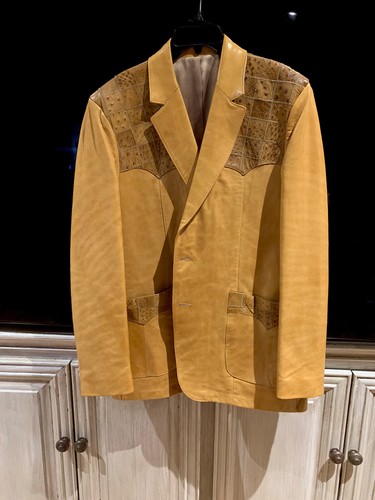 Vintage Scully Lambskin Camel Brown Ostrich Sportc