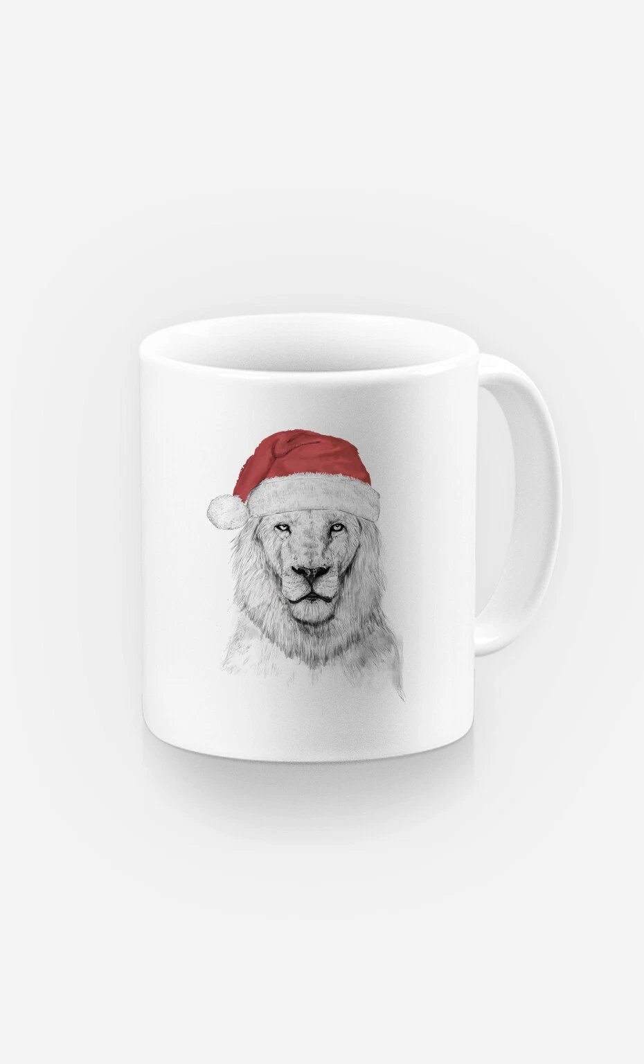 White Ceramic Santa Lion Mug