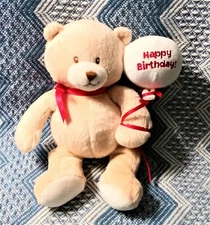 GANZ Beige Happy Birthday Balloon Bear Stuffed 9" Plush Stuffed Animal