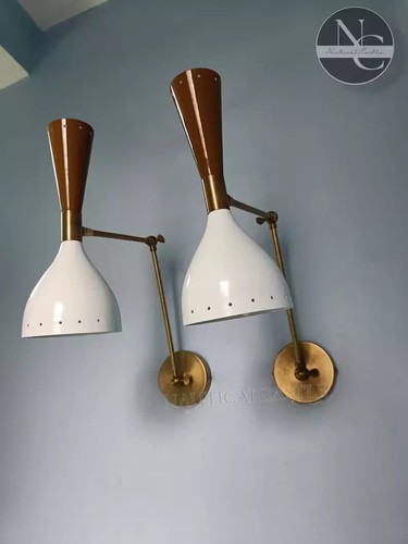Set of 2 Mid Century Italian Adjustable Light Diablo Wall Sconce Light, Wall - Picture 3 of 7