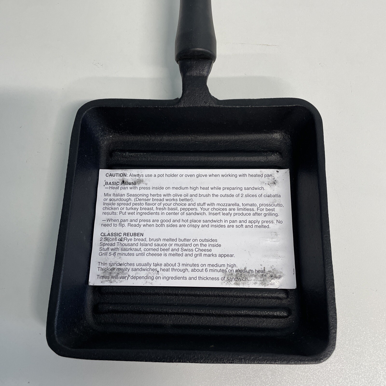 Norpro Mini Cast Iron Panini Pan with Press, 5.9 IN (NO LID/See