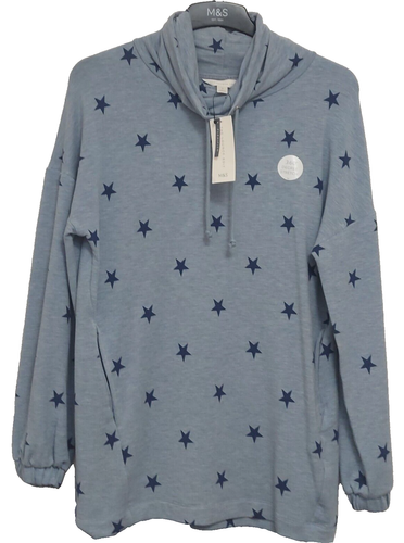 M&S The Lounge Edit Blue Mix Star Print Pyjamas - Picture 2 of 4