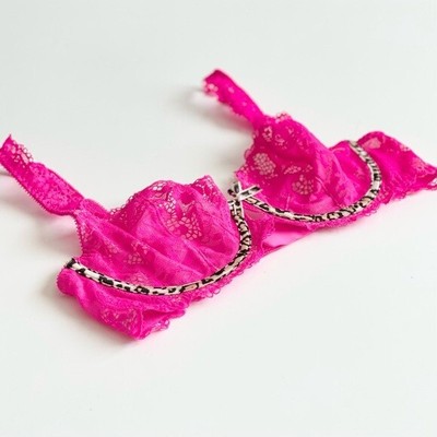 VINTAGE 34C Victoria s Secret pink lace unlined demi bra