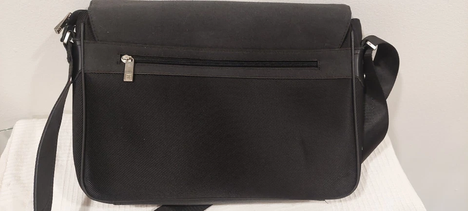Vintage BALLY Brown Monogram Canvas Black Leather Messenger Bag - Image 3 of 4