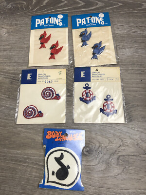 vintage sew on patches birds snails anchors navy music new 15