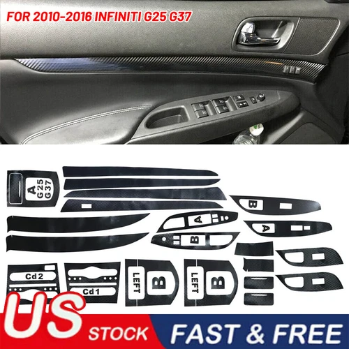 For Infiniti G25 G37 4 Doors 3D Carbon Fiber Pattern Interior DIY Trim Decals