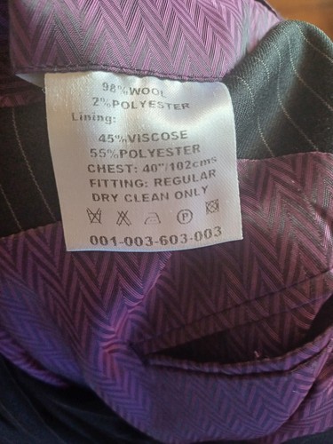 Racing Green Suit 40R Chest 34R Trousers Charcoal Grey Pinstripe - Picture 5 of 8