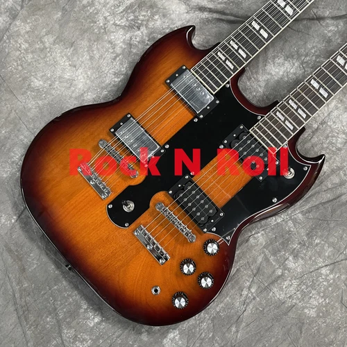 Factory Double Neck Electric Guitar 12+6String Mahogany Body&Neck Free Ship