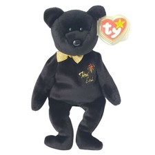 Ty Beanie Baby The End 1999 Y2k Millennium Black Teddy Bear  Plastic Case