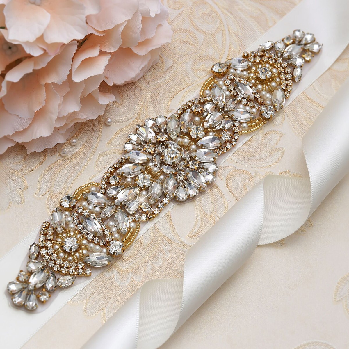 Wedding Belt Rhinestone Applique Iron on Diamante Applique UK