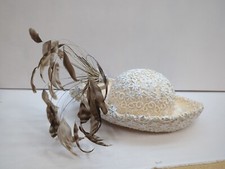 Beige Kentucky Derby Fascinator Cream Royal Hat Feather Holiday Bridal Church
