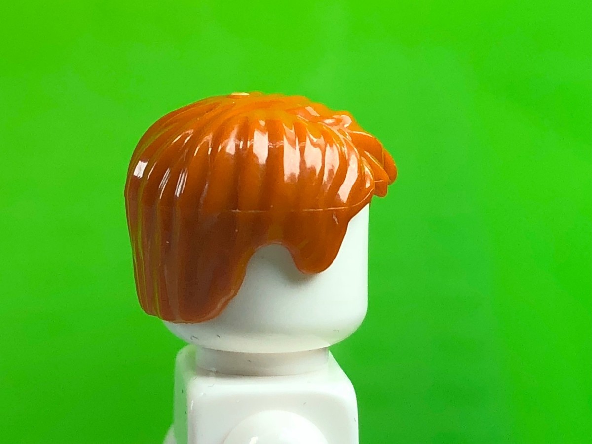 LEGO DARK ORANGE Minifigure Hair Headgear Short Tousled Boy Side