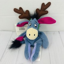 The Disney Store 9" Mini Bean Bag Winnie The Pooh Reindeer Eeyore