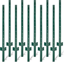 Posts 3Feet - 10Pack, Heavy Duty Metal Fence Post with U-Channel, Steel