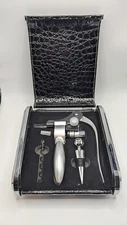 Prepology 3-Piece Wine Opener Set with Black Faux Croco Case, Great gift!