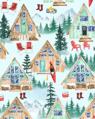 Lake House Fabric Chalet Trees Camp Cotton Timeless Treasures CD2278 By The Yard
