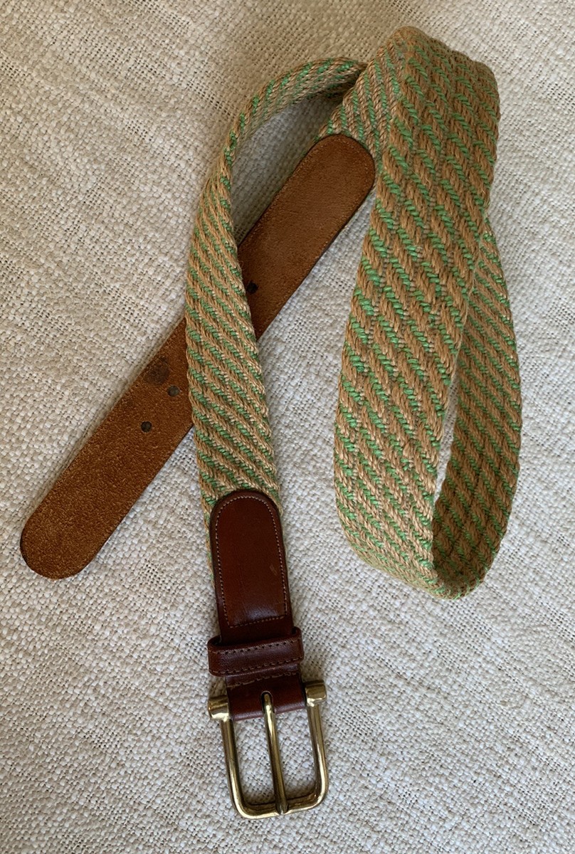 Vintage Dooney & Bourke Woven Raffia w/Leather Belt Men Sz  display picture 1