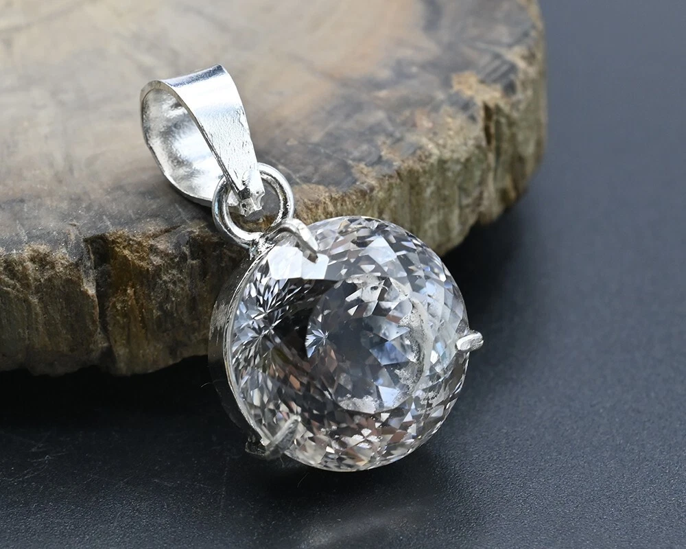 VETEMENTS Ciondolo pietra preziosa zaffiro bianco 43 45 CT certificato naturale in argento massiccio 925