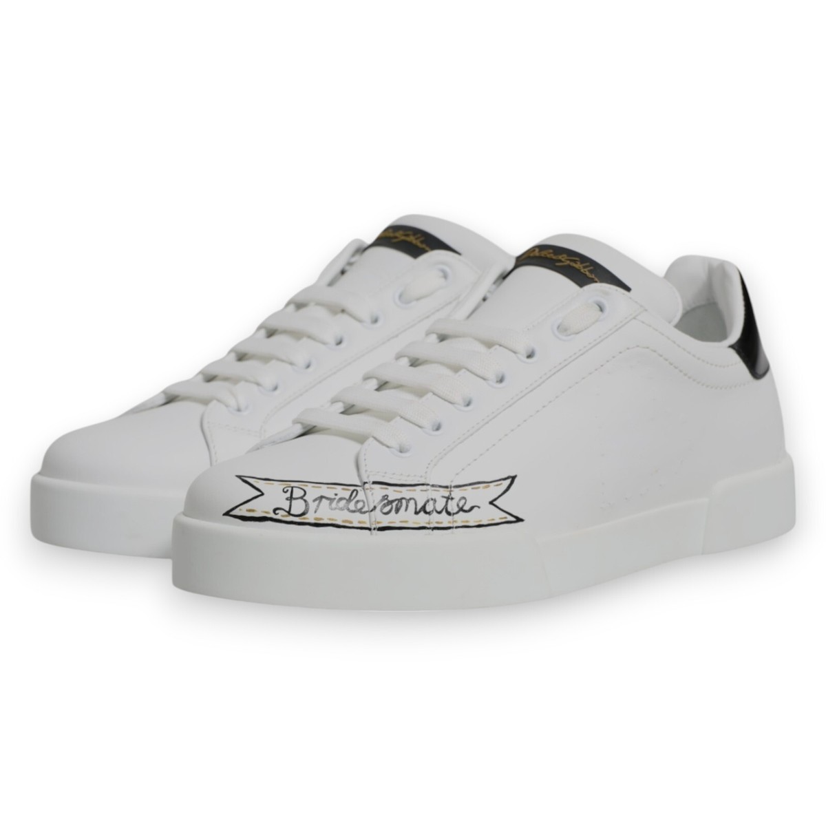 DOLCE & GABBANA Shoes White Leather Low Top Lace Up Sneakers