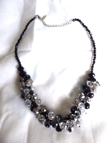 EAST Chunky Black, Clear and Silvered Crystal Choker Necklace - Picture 2 of 6