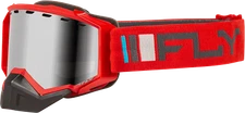 FLY RACING ZONE SNOW GOGGLE RED/CHARCOAL W/ SILVER MIRROR/SMOKE LENS FLB-24Z4