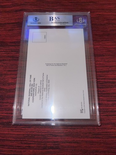 David Ortiz Signed Official Baseball HOF Plaque Postcard Boston Red Sox BAS #3 - Picture 2 of 2