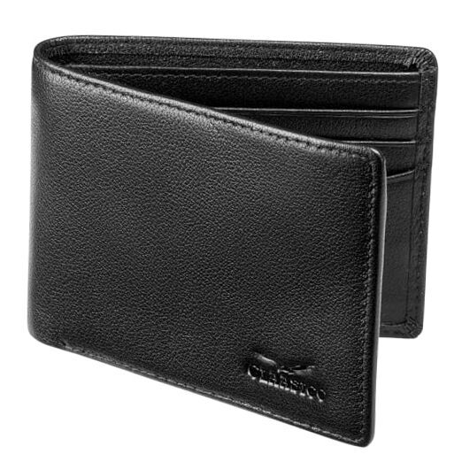 Slim RFID-Blocking Genuine Leather Bifold Wallet for Men - Black Tumbled-image