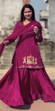 Wedding Wear Natural Crepe Silk Pink Top Lehenga With Dupatta For Women/Girls