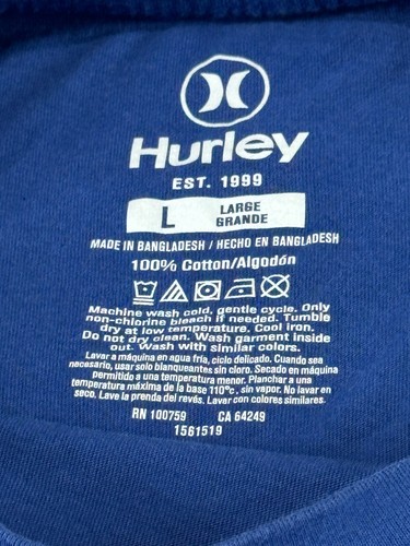 HURLEY - Men's T-Shirt Short Sleeve - Size L - LARGE - Blue - HURLEY SURF - Picture 3 of 13