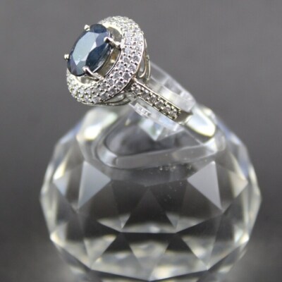 Natürlicher afrikanischer tiefblauer Saphir Neelam 925 Sterlingsilber Ring für Frauen