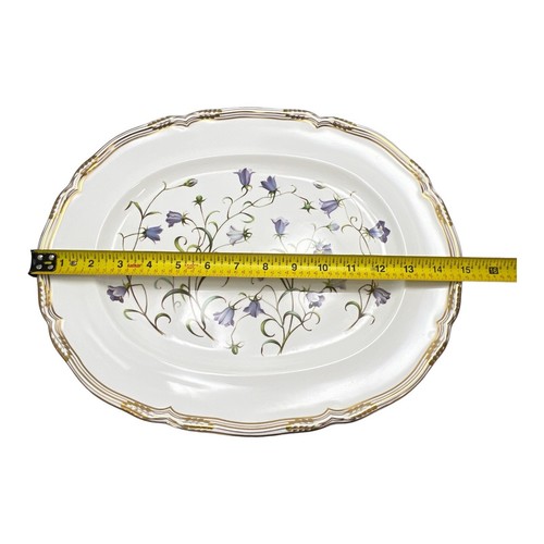 Plato ovalado Spode Campanula flores silvestres azules hueso China Inglaterra 15 pulgadas - Imagen 8 de 9