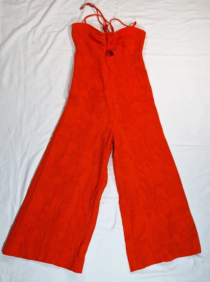 ANTHROPOLOGIE ELEVENSES Orange Tropicale One Piece Halter Jumpsuit Sz 00 NWT - Image 2 of 4