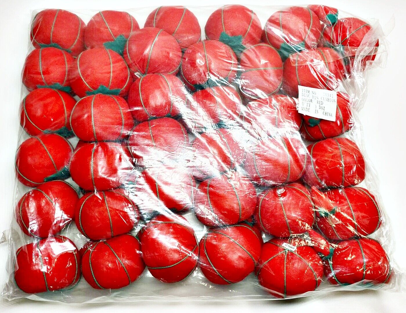 Lot of 36 Tomato Pin Cushions with Needle Sharpener