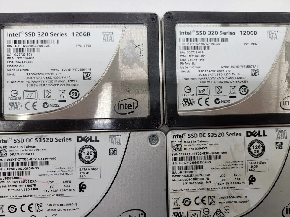 Lote de 8 Intel 320 y S3520 series 120 GB 2.5" SATA consultar la descripción Foto 2 de 4