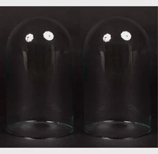 Dome Clear Glass Cloche Decoration Pieces Figurines 4.5"D 8"High USA Made Set/2