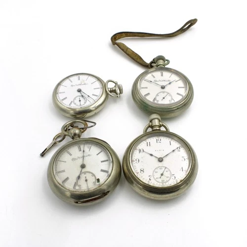 Antique Elgin 7-15j 18s Key Wind Swing Out Men's Pocket Watch Lot of 4 #WB4286-2
