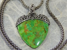 Vintage Barse Sterling Silver Necklace Green ...