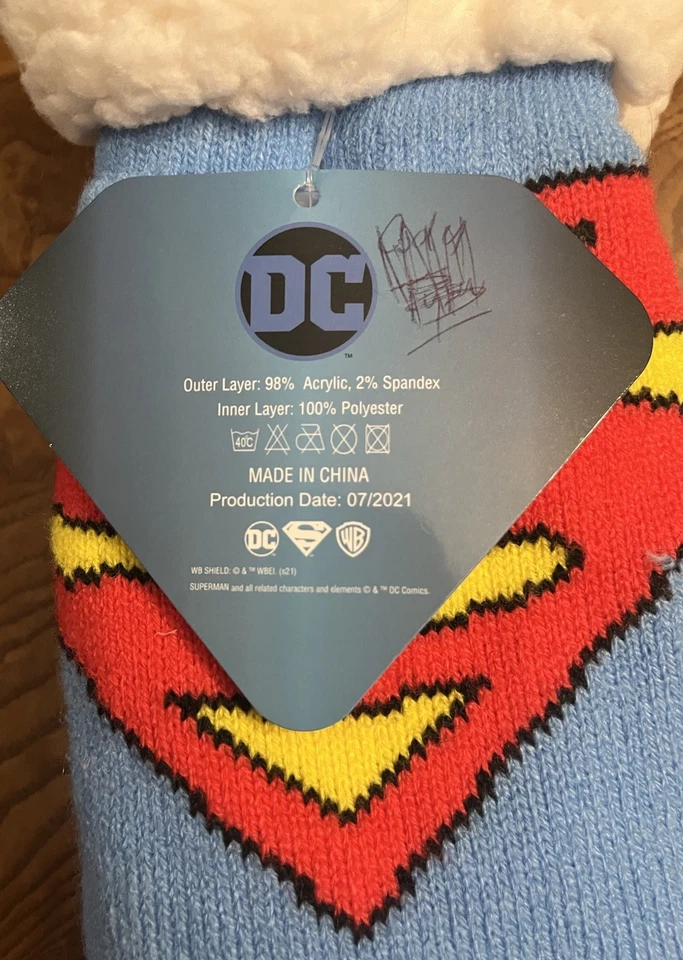 Calcetines antideslizantes forrados DC Comics Superman Sherpa "talla única" nuevos con etiquetas Foto 2 de 4