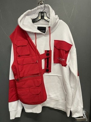Life Code Progressive White & Red Utility Vest Hoodie Size XXL