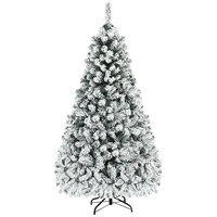 6ft Flocked Snow Artificial Christmas Tree with Warm White Pre-Lit LED Lights ﻿