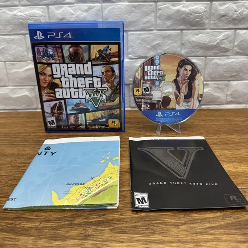 Grand Theft Auto V (Sony PlayStation 4, 2014) CIB w/ Map & Manual Tested Works